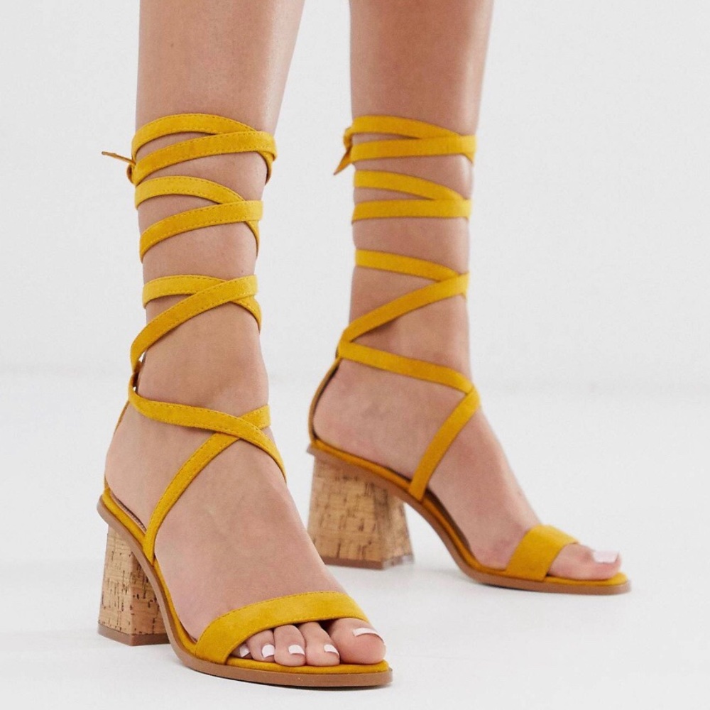 Mustard Lace Up Sandals